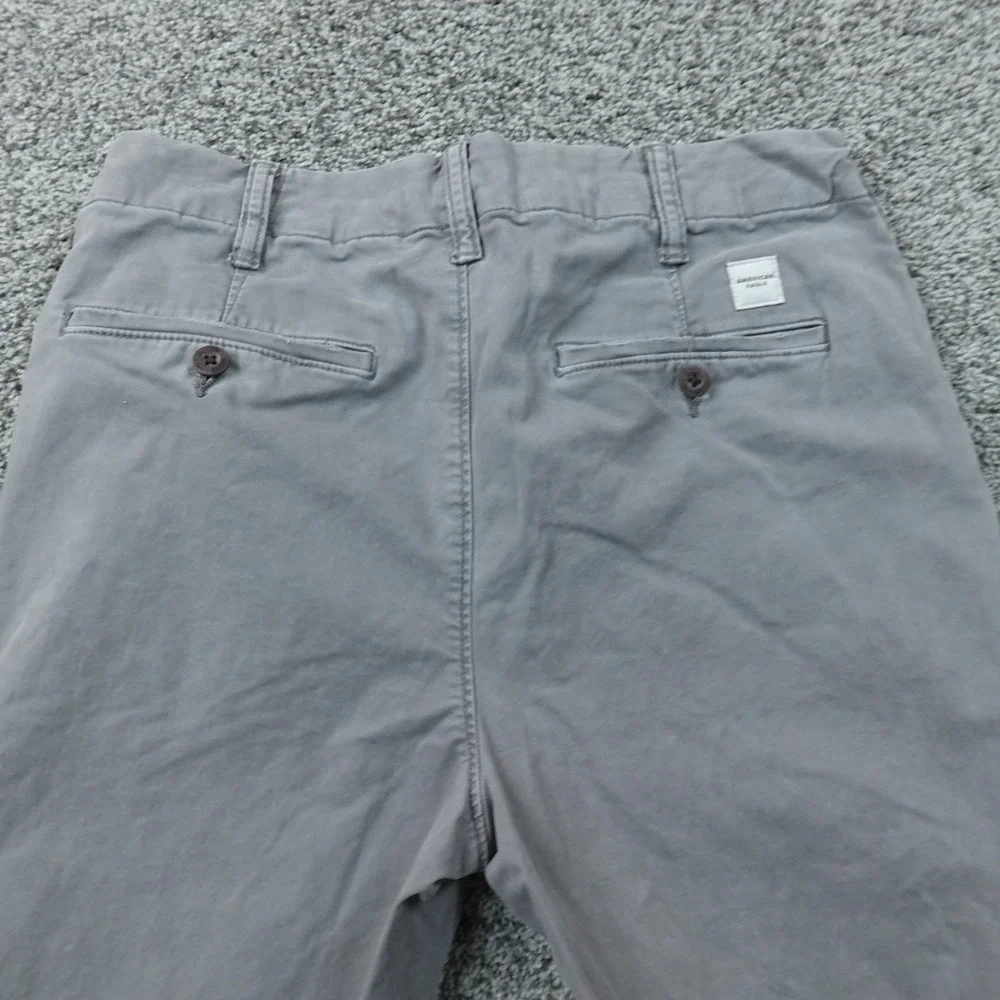 American Eagle Pants Mens 30X34 Gray Slim Khaki Chino Trouser Stretch Flat Front